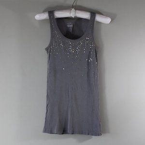 Old Navy Sequined Tank Top - Size S/P, Grey, Ribbed, Sequined Front, 100% Cotton